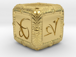 Elven Theme Dice in Polished Brass