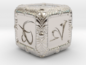 Elven Theme Dice in Rhodium Plated Brass