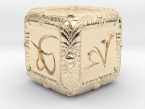 Elven Theme Dice in 14k Gold Plated Brass