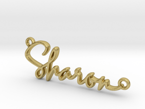 Sharon Script First Name Pendant in Natural Brass