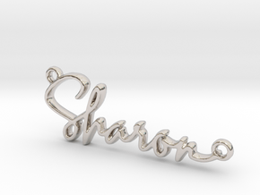Sharon Script First Name Pendant in Rhodium Plated Brass