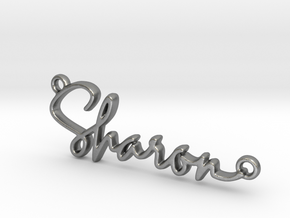 Sharon Script First Name Pendant in Natural Silver