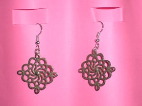 Earrings Mandala in Polished Bronzed Silver Steel