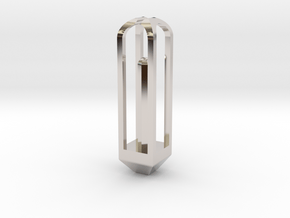 Octogonal Prism Pendant in Rhodium Plated Brass: Small