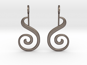 Spiral Earrings in Polished Bronzed-Silver Steel