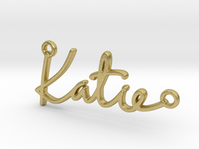 Katie Script First Name Pendant in Natural Brass