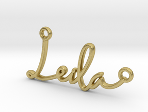 Leila Script First Name Pendant in Natural Brass