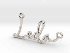 Leila Script First Name Pendant in Rhodium Plated Brass