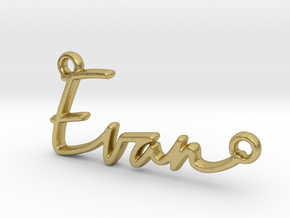 Evan Script First Name Pendant in Natural Brass