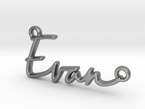 Evan Script First Name Pendant in Natural Silver