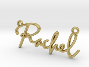 Rachel Script First Name Pendant in Natural Brass