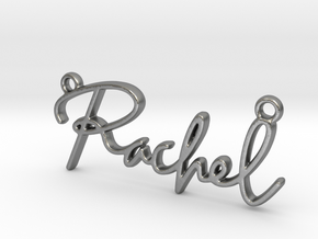 Rachel Script First Name Pendant in Natural Silver