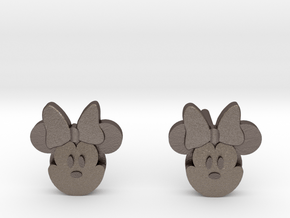 Minnie Mouse Earrings in Polished Bronzed-Silver Steel: Small