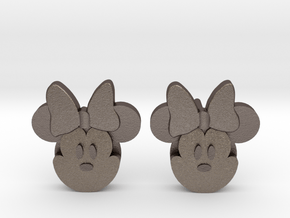 Minnie Mouse Earrings in Polished Bronzed-Silver Steel: Large