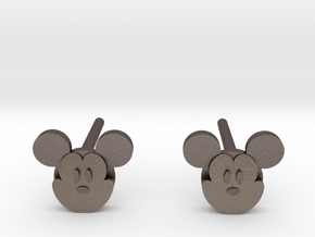 Mickey Mouse Earrings in Polished Bronzed-Silver Steel: Small