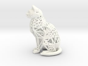 Wireframe Cat in White Processed Versatile Plastic
