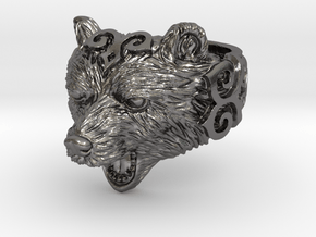 Bear Ring in Polished Nickel Steel: 8 / 56.75