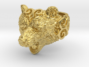 Bear Ring in Polished Brass: 8 / 56.75