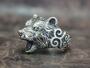 Bear Ring in Polished Silver: 10 / 61.5