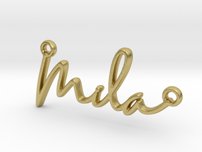 Mila Script First Name Pendant in Natural Brass
