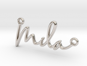 Mila Script First Name Pendant in Rhodium Plated Brass