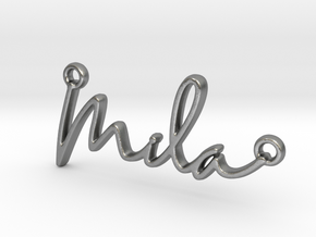 Mila Script First Name Pendant in Natural Silver