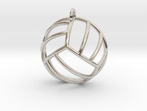 Volleyball Pendant (Hemisphere) in Rhodium Plated Brass