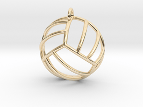 Volleyball Pendant (Hemisphere) in 14k Gold Plated Brass