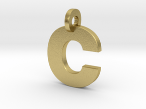 C Keychain in Natural Brass: Medium