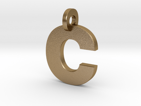 C Keychain in Polished Gold Steel: Small