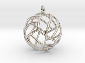 Volleyball Pendant (Full Sphere) in Rhodium Plated Brass