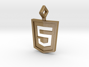 HTML 5 Keychain in Polished Gold Steel