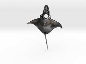 Manta Ray Pendant in Polished and Bronzed Black Steel