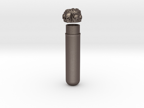Portable Cigar Tube (Single unit)  in Polished Bronzed-Silver Steel