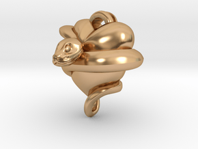 Snake Heart Pendant in Polished Bronze