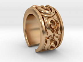 Japanese Pattern Open Ring in Polished Bronze