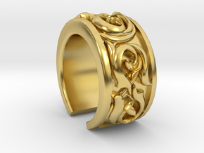 Japanese Pattern Open Ring in Polished Brass
