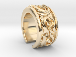 Japanese Pattern Open Ring in 14K Yellow Gold