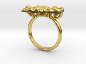 Asian Floral Ring : Peony in Polished Brass