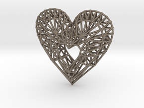 Geometric Heart Pendant in Matte Bronzed-Silver Steel