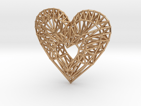 Geometric Heart Pendant in Polished Bronze