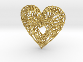 Geometric Heart Pendant in Polished Brass