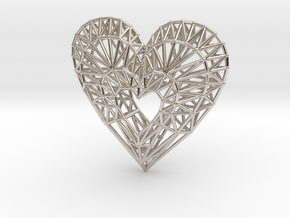 Geometric Heart Pendant in Platinum