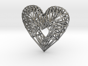 Geometric Heart Pendant in Fine Detail Polished Silver
