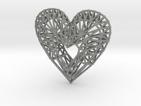 Geometric Heart Pendant in Gray PA12