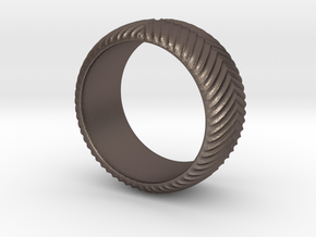 Knurled Ring in Polished Bronzed-Silver Steel: 8 / 56.75