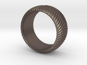 Knurled Ring in Polished Bronzed-Silver Steel: 9.75 / 60.875