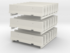 Concrete Barricade 01. Scale HO (1:87)  in White Natural Versatile Plastic