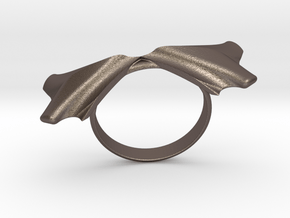Ring-01 in Polished Bronzed-Silver Steel