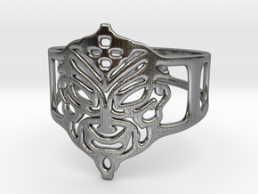Aztec Mask Ring in Antique Silver